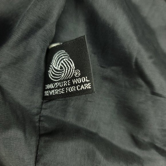 Moschery Wool Gold‎ Zip Front Peplum Jacket Vintage 1980s USA Blazer Black White - Picture 7 of 8